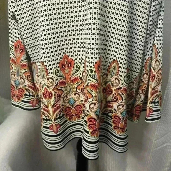 Chico’s Women’s Size 3 XL Long Sleeve Criss Cross V Neck Mixed Print Tunic - Picture 6 of 10